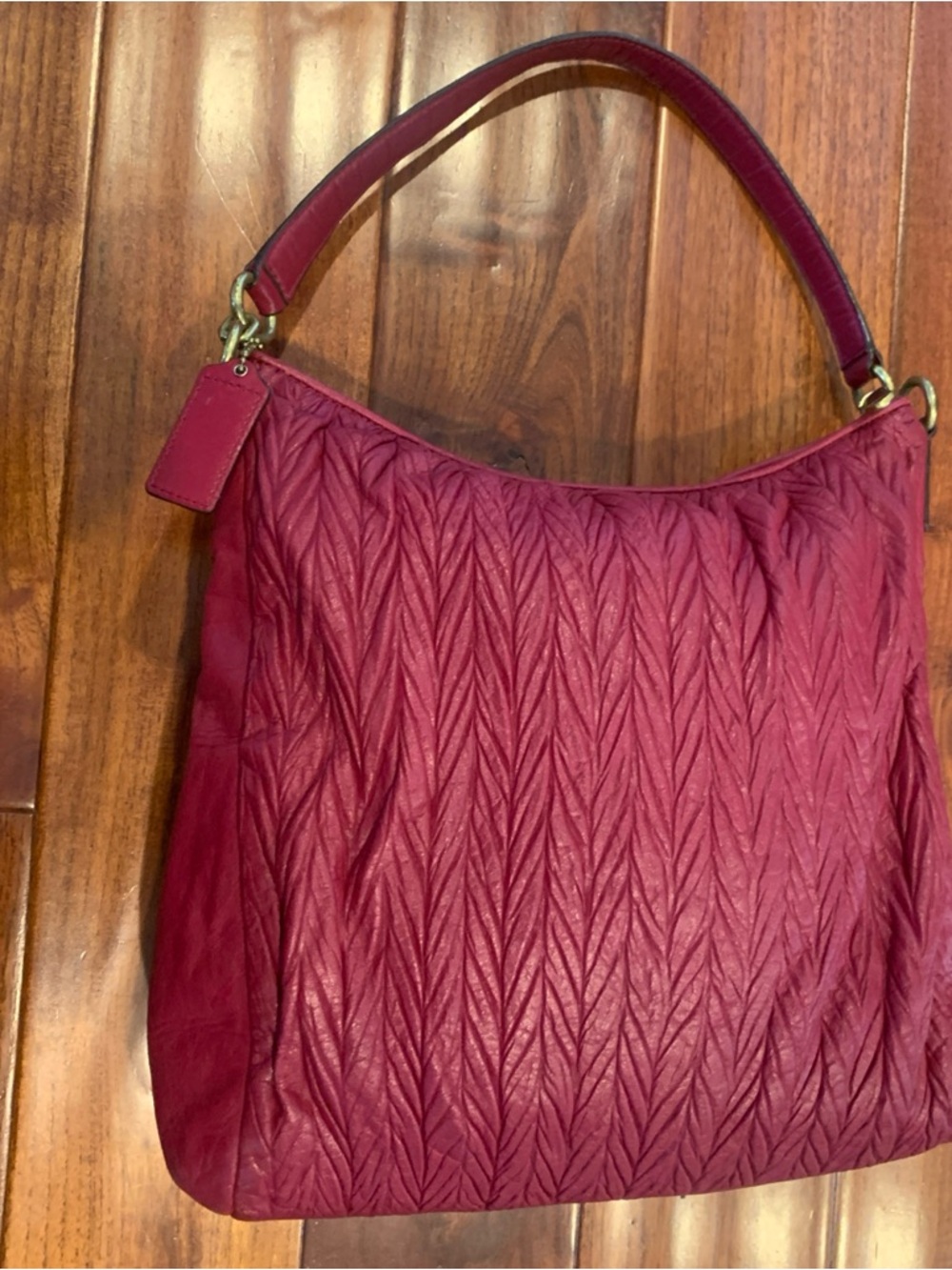 COACH Madison Gathered Convertible Hobo Bag Raspberry AUTHENTIC - Picture 15 of 16